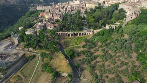 4K-Aerial-of-Tivoli,-outside-of-Rome,-Italy