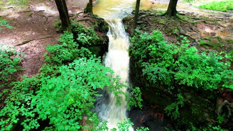 An-aerial-view-of-a-beautiful-falls-at-Nelson-Kennedy-Ledges-State-Park