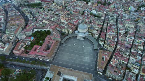 4K-Aerial-of-Naples,-Italy-at-sunset