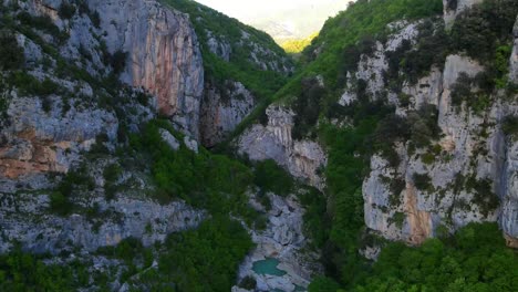 aerial-drone-view-of-cliff-near-Albanian-canyon-"Syri-i-ciklopit