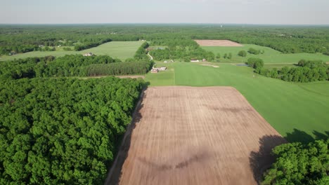 Aerial-view-of-agricultural-field-with-different-cultures-and-colors