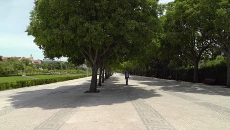 Park-of-Eduardo-VII-has-central-swathe-of-lawn-flanked-by-Portuguese-cobbles-pavements