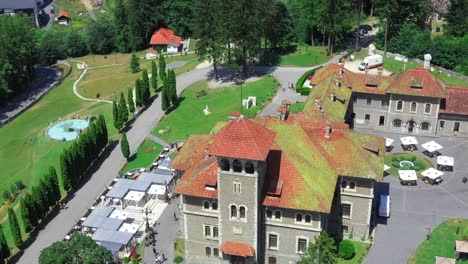 Cantacuzino-Castle,-Drone-Aerial-4K