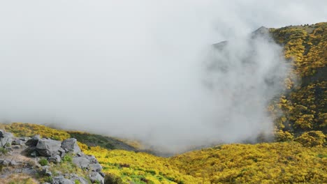 Mountain-Pass-Shrouded-By-Thick-Clouds-Seen-From-The-Pico-do-Areeiro-Peak-In-Madeira,-Portugal
