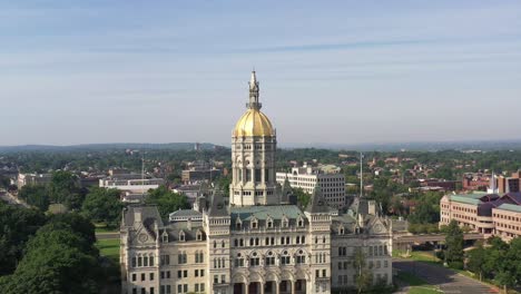 Connecticut-Capitol-Pulling-back-Aerial-4K-Video
