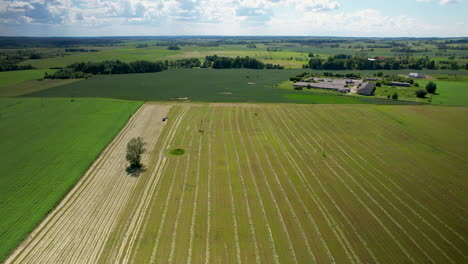Aerial-over-beautiful,-lush-farmlands