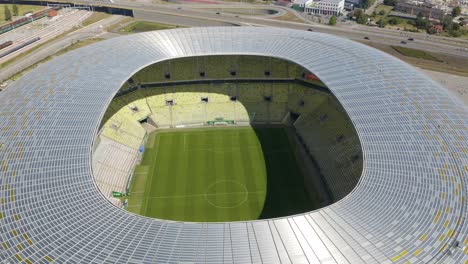 Drone-Shot-Reveals-Football-Pitch-at-Polsat-Plus-Arena