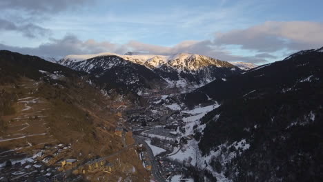 Drone-traveling-through-the-Tarter-valley-in-Andorra-with-the-last-lights-of-the-day