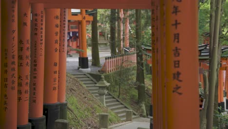 Kyoto-Japón,-Santuario-Fushimi-Inari,-Tiro-Panorámico-Lento-Sin-Gente