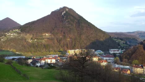Aerial-Reveal-Laško-Spa-Town-in-Eastern-Slovenia