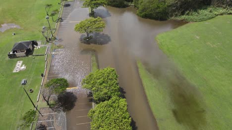 Flooded-parking-lot-at-Kualoa-in-Hawaii