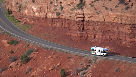 Aerial-view-of-cars-driving-in-the-roads-of-the-Colorado-National-Monument