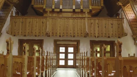 Drone-footage-from-a-wooden-church-inside-2
