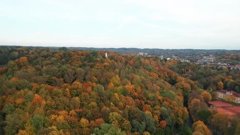 AERIAL:-Three-Crosses-Hill-In-Autumn-in-Vilnius-on-a-Cloudy-Day