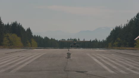 Cessna-aircraft-landing-on-a-runway-Texada-Island-British-Columbia-Sunshine-Coast-Canada