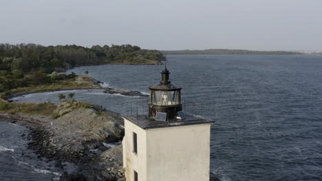 Bird-Roosting-on-Lighthouse-in-Rhode-Island-Aerial