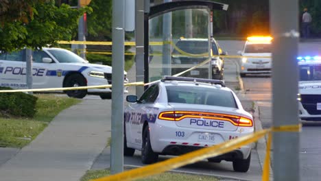 police-cars-parked-around-a-crime-scene-in-Mississauga,-Canada