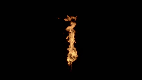 Gas-burning-fire-flame-isolated-on-dark-black-background,-vfx-element