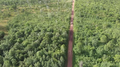 overlander-vanlife-back-roads-forest-trails-navigating-camping-adventure-america-aerial-drone