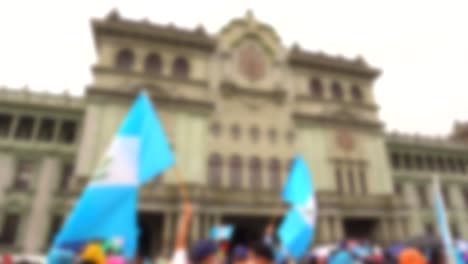 Blurred-flags-in-front-of-guatemalan-government