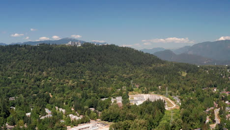 Aerial-View-Of-Simon-Fraser-University-Campus-Near-Burnaby-Mountain-In-British-Columbia,-Canada