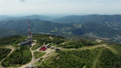 Aerial-shot-of-Polish-mountains-in-the-Silesian-Beskid