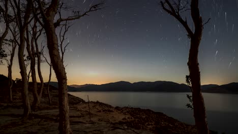 Static-view-of-the-sky-from-the-sandy-beach-of-Sai-Kung-Hong-Kong-island-watching-glorious-colourful-stars-in-timelapse