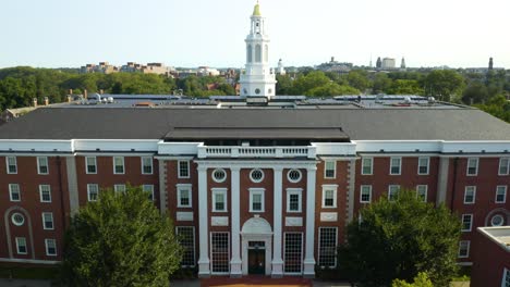 Aerial-Establishing-Shot-of-Harvard-Business-School,-The-Most-Prestigious-Business-School-in-the-World