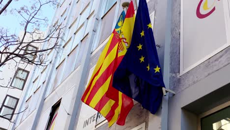 Spanien-Flagge-Der-Europäischen-Union,-Schengen-Raum,-Regungslos