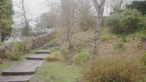 Steps-Towards-The-Cabot-Tower-At-The-Brandon-Hill-Park-In-Bristol,-England