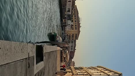 Fpv-of-Fondamenta-Cannaregio-and-Venetian-canal,-Venice-in-Italy
