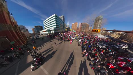 Crowd-ready-to-march-closing-in-tiny-planet-Calgary-Protest-12th-Feb-2022