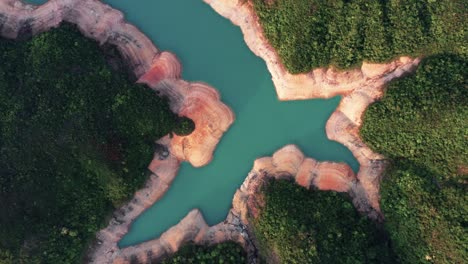 Aerial-shot-of-High-Island-Reservoir,-Sai-Kung,-Hong-Kong