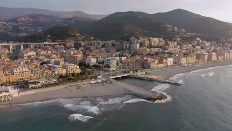 drone-shot-of-a-beautiful-spring-sunrise-at-the-coast-of-west-italy-in-varazze