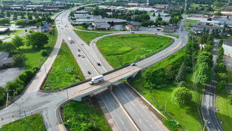 High-aerial-view-of-highway-interchange