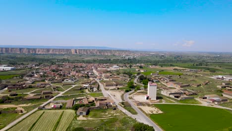 Aerial-panorama-of-Albalate-de-cinca-Spain,-drone-footage