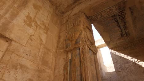 Carved-decorated-interiors-of-Deir-el-Medina,-Luxor,-Egypt