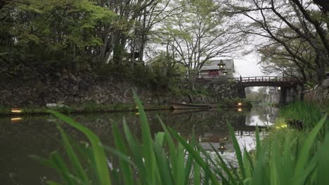 Ancient-Omihachiman-Moat,-Low-angle-View-of-Bori-and-Merchant-Canal