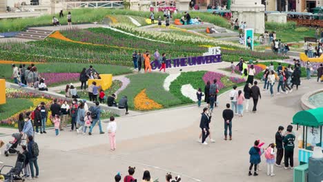 Everland-Four-Seasons-Garden---People-At-Everland-Tulip-Garden-During-Tulip-Festival-With-BTS-Over-The-Universe-Letter-Standee