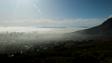 Cape-Town-city-bowl-covered-with-thin-layer-of-mist-and-cloud