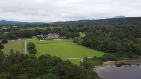 Muckross-house-and-gardens-ring-of-Kerry-Ireland-drone-aerial-panning