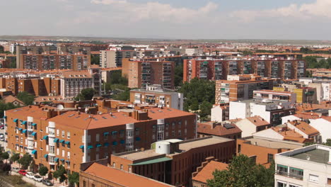 Living-apartment-neighborhood-of-Madrid,-aerial-drone-view
