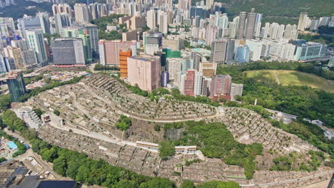 Tsuen-Wan-Chinese-Permanent-urban-Cemetery-in-the-middle-of-city,-Hong-Kong