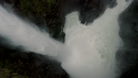 Powerful-Devil's-Cauldron-Waterfall-In-Ecuador---aerial-drone-shot