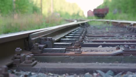 Mechanical-railroad-switch-in-operation