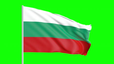 National-Flag-Of-Bulgaria-Waving-In-The-Wind-on-Green-Screen-With-Alpha-Matte