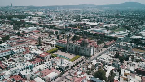 Aerial-rotational-view-of-downtown-Queretaro-in-Mexico