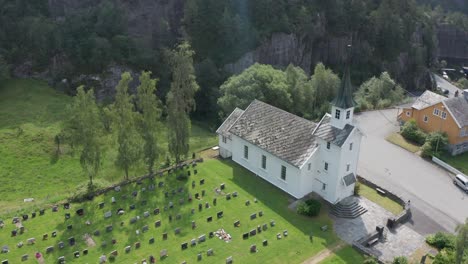 Stamnes-church-graveyard-at-Vaksdal-Norway-countryside