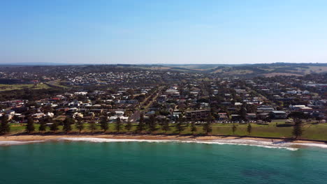Australian-Coastal-Luxury-Township-On-Sunny-Day,-AERIAL