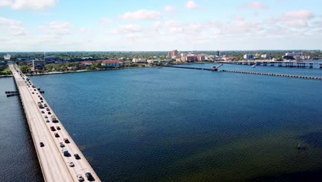 Bridge-Leading-to-Bradenton-Florida-in-4k-Aerial